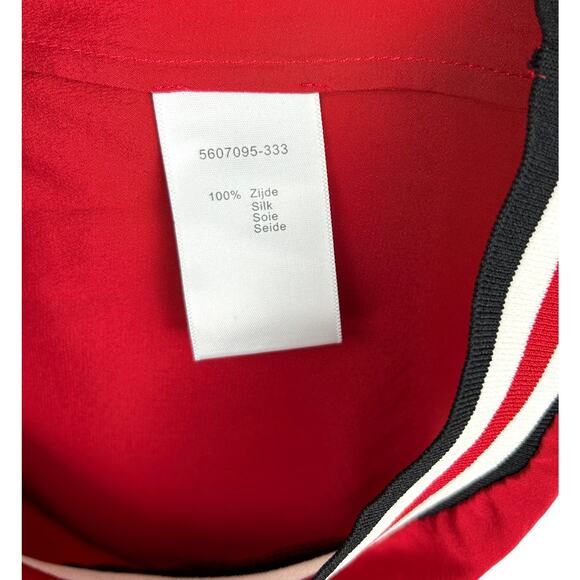 Claudia Strater Amsterdam 100% Silk Red Top Black Red White Detail Size M EUC - Picture 4 of 5